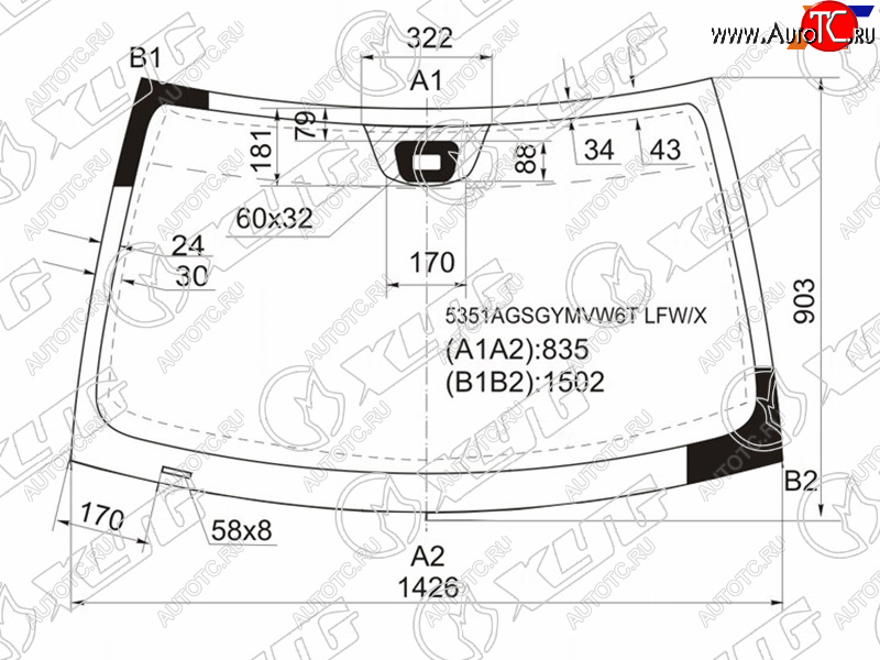 9 499 р. Стекло лобовое (Датчик дождя) XYG Mercedes-Benz C-Class S203 дорестайлинг универсал (2001-2004)  с доставкой в г. Омск