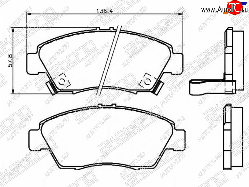 2 549 р. Колодки тормозные AKEBONO (передние) Honda Civic ES седан дорестайлинг (2000-2003)  с доставкой в г. Омск