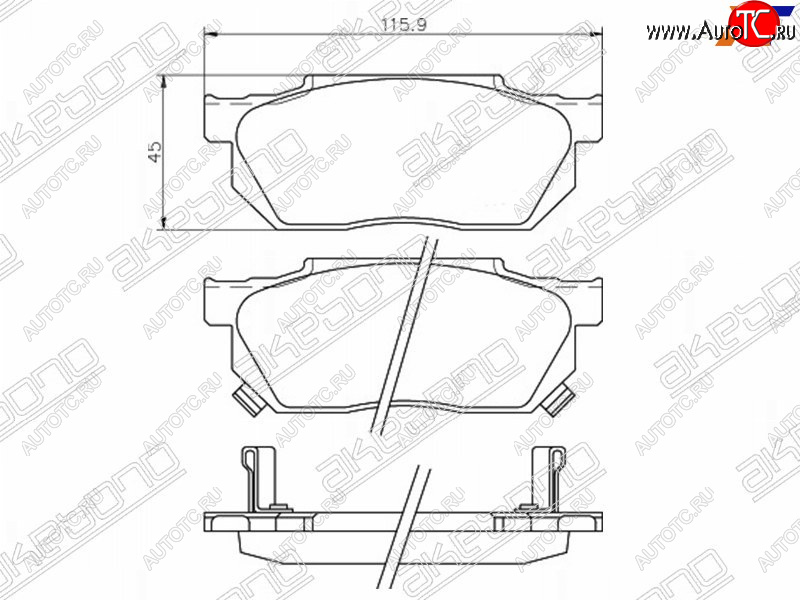 2 559 р. Колодки тормозные AKEBONO (передние) Honda Fit 1 GD дорестайлинг (2001-2004)  с доставкой в г. Омск