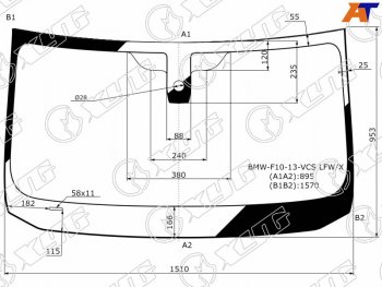 Стекло лобовое (Датчик дождя) XYG BMW (БМВ) 5 серия ( F10,  F11) (2013-2017) F10, F11 рестайлинг, седан, рестайлинг, универсал