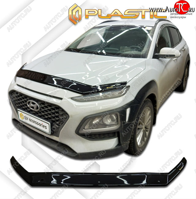 2 199 р. Дефлектор капота CA-Plastic  Hyundai Kona  OS (2017-2021) дорестайлинг (classic черный, без надписи)  с доставкой в г. Омск