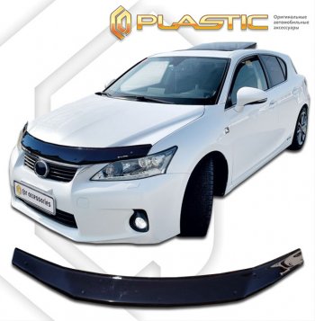 1 899 р. Дефлектор капота CA-Plastic Lexus CT200h A10 дорестайлинг (2011-2013) (classic черный, с надписью)  с доставкой в г. Омск. Увеличить фотографию 1