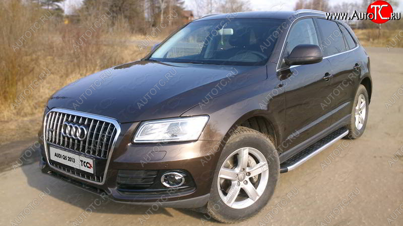 19 999 р. Алюминиевые порожки для ног с пластиковой накладкой TCC Tюнинг Audi Q5 8R рестайлинг (2012-2017) (серый)  с доставкой в г. Омск