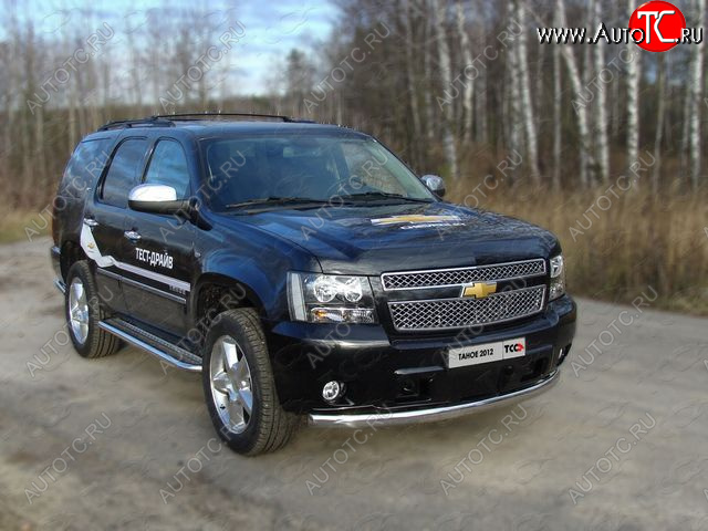 27 699 р. Защита переднего бампера овальная 75х42 мм ТСС тюнинг Chevrolet Tahoe GMT900 5 дв. (2006-2013) (нержавейка)  с доставкой в г. Омск