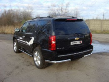 24 099 р. Защита задняя (уголки, нержавейка 75*42 мм) ТСС Тюнинг  Chevrolet Tahoe ( GMT900,  K2UC) (2006-2021) 5 дв.  с доставкой в г. Омск. Увеличить фотографию 1