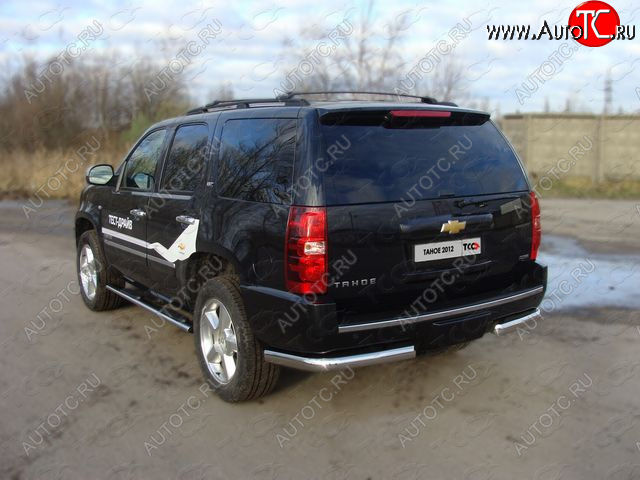 24 099 р. Защита задняя (уголки, нержавейка 75*42 мм) ТСС Тюнинг  Chevrolet Tahoe ( GMT900,  K2UC) (2006-2021) 5 дв.  с доставкой в г. Омск