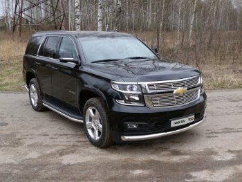 23 999 р. Защита переднего бампера нижняя 76,1 мм ТСС Тюнинг  Chevrolet Tahoe  GMT900 (2006-2013) 5 дв. (нержавейка)  с доставкой в г. Омск. Увеличить фотографию 1