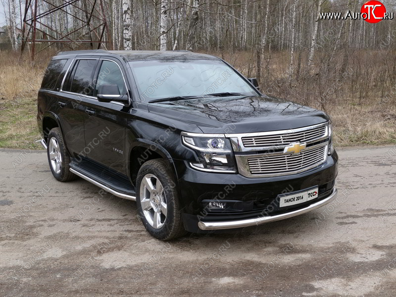 23 999 р. Защита переднего бампера нижняя 76,1 мм ТСС Тюнинг  Chevrolet Tahoe  GMT900 (2006-2013) 5 дв. (нержавейка)  с доставкой в г. Омск