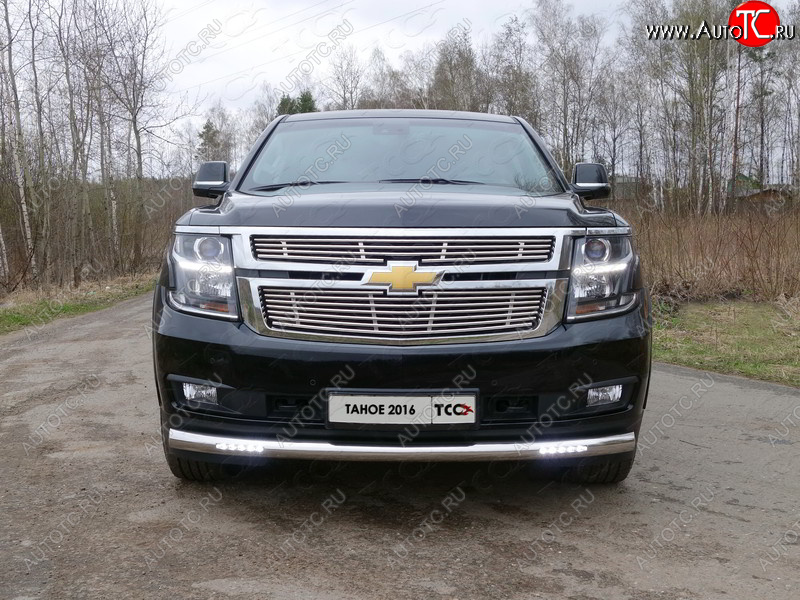 39 749 р. Защита переднего бампера нижняя с ДХО 76,1 мм ТСС Тюнинг  Chevrolet Tahoe  K2UC (2014-2021) (нержавейка)  с доставкой в г. Омск