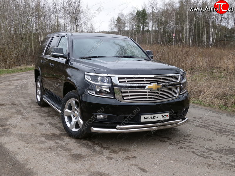 35 999 р. Защита передняя нижняя двойная 76,1*50,8 мм Тюнинг  Chevrolet Tahoe  K2UC (2014-2021) (нержавейка)  с доставкой в г. Омск