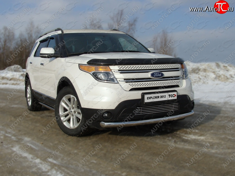 20 599 р. Защита переднего бампера нижняя 76,1 мм ТСС Тюнинг  Ford Explorer  U502 (2010-2016) дорестайлинг (нержавейка)  с доставкой в г. Омск