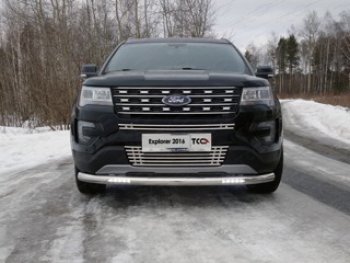 Защита переднего бампера нижняя с ДХО 76,1 мм ТСС Тюнинг Ford (Форд) Explorer (Експлорер)  U502 (2015-2018) U502 1-ый рестайлинг, 5 дв.  (нержавейка)