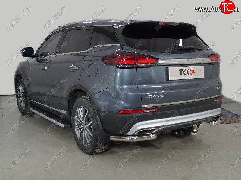 21 599 р. Защита задняя (уголки 60,3 мм) ТСС Тюнинг  Geely Atlas Pro  NL3 (2019-2025) (уголки)  с доставкой в г. Омск