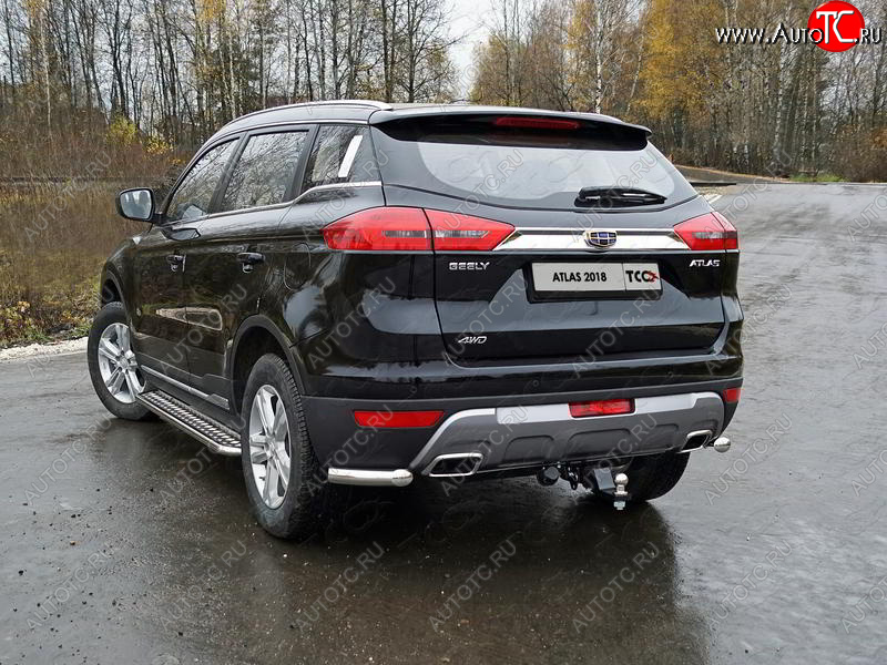 9 349 р. Защита заднего бампера (уголки, d60,3 мм) TCC  Geely Atlas  NL3 (2016-2022)  с доставкой в г. Омск