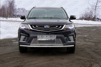 Защита переднего бампера нижняя d60,3 мм ТСС Тюнинг Geely (Джили) Emgrand X7 (Эмгранд) (2019-2021) 2-ой рестайлинг  (нержавейка)