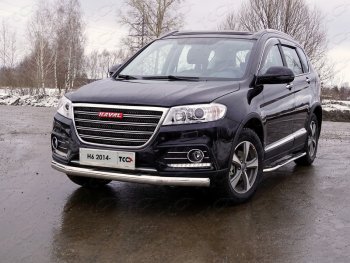 Защита переднего бампера нижняя овальная 75х42 мм ТСС Тюнинг Haval (Хавал) H6 (Н6) (2013-2020)  (нержавейка)