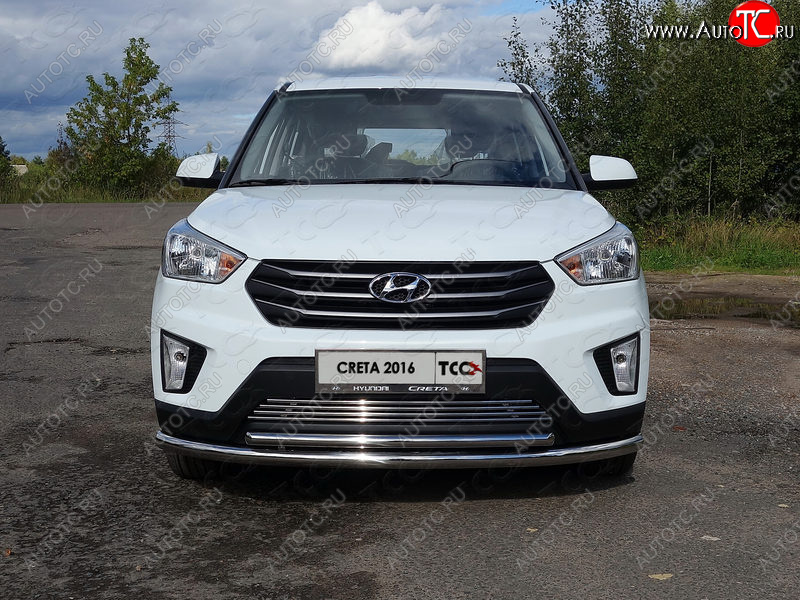 5 449 р. Декоративная вставка в бампер ТСС Тюнинг  Hyundai Creta  GS (2015-2021) дорестайлинг, рестайлинг (d 12 мм)  с доставкой в г. Омск