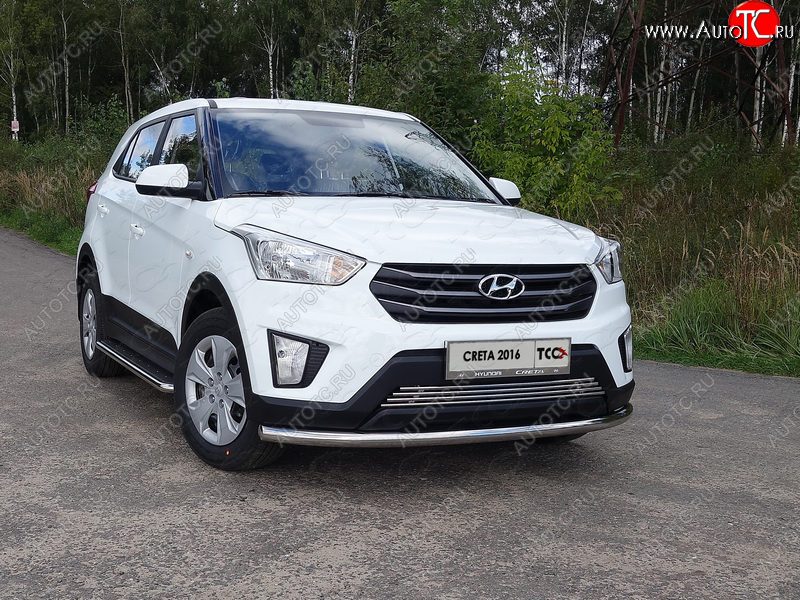 17 649 р. Защита переднего бампера нижняя d60,3 мм ТСС Тюнинг  Hyundai Creta  GS (2015-2019) дорестайлинг (нержавейка)  с доставкой в г. Омск