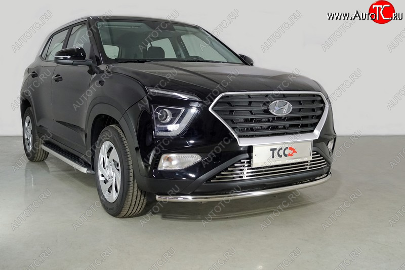 18 399 р. Защита переднего бампера нижняя d42,4 мм ТСС Тюнинг  Hyundai Creta  SU (2020-2022) (нержавейка)  с доставкой в г. Омск