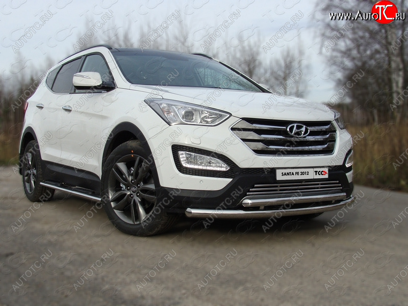 22 999 р. Защита переднего бампера нижняя d60,3*50,8 мм ТСС Тюнинг  Hyundai Santa Fe  DM (2012-2019) дорестайлинг, рестайлинг (нержавейка)  с доставкой в г. Омск