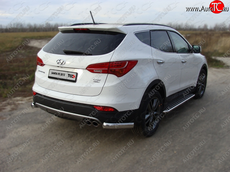 13 499 р. Защита заднего бампера (уголки, d75х42 мм) TCC  Hyundai Santa Fe  DM (2012-2019) дорестайлинг, рестайлинг  с доставкой в г. Омск