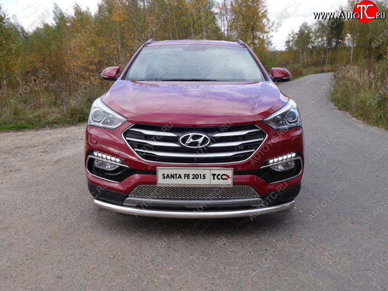 16 899 р. Защита переднего бампера нижняя d60,3 мм ТСС Тюнинг  Hyundai Santa Fe  DM (2015-2019) рестайлинг (нержавейка)  с доставкой в г. Омск