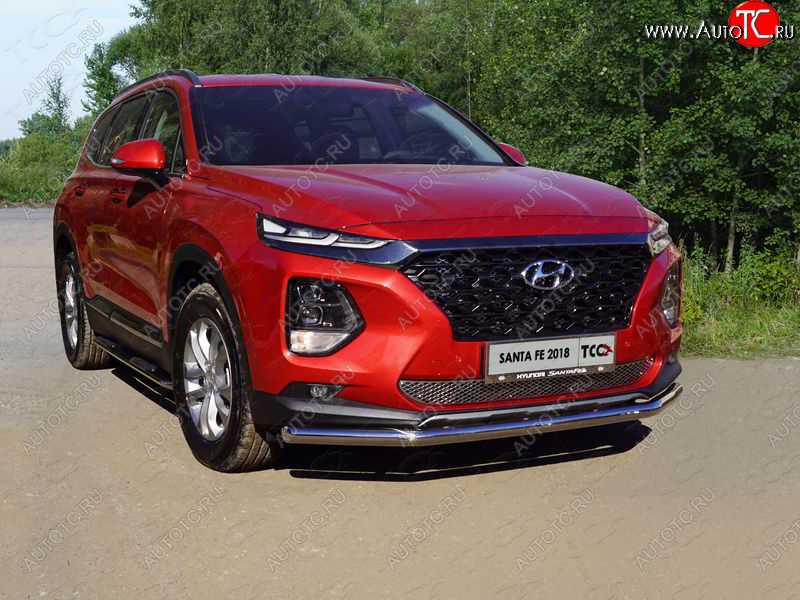 17 999 р. Защита переднего бампера нижняя d60,3 мм ТСС Тюнинг Hyundai Santa Fe TM дорестайлинг (2018-2021) (нержавейка)  с доставкой в г. Омск