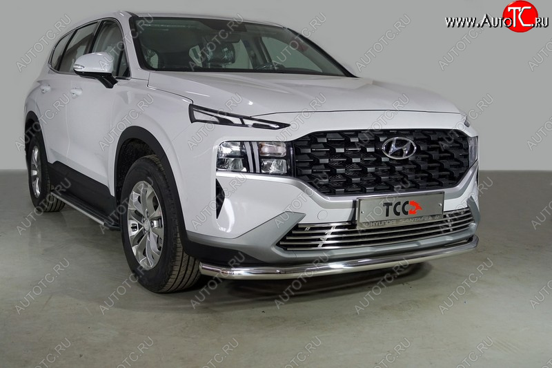 21 599 р. Защита переднего бампера нижняя d60,3 мм ТСС Тюнинг  Hyundai Santa Fe  TM (2020-2022) рестайлинг (нержавейка)  с доставкой в г. Омск