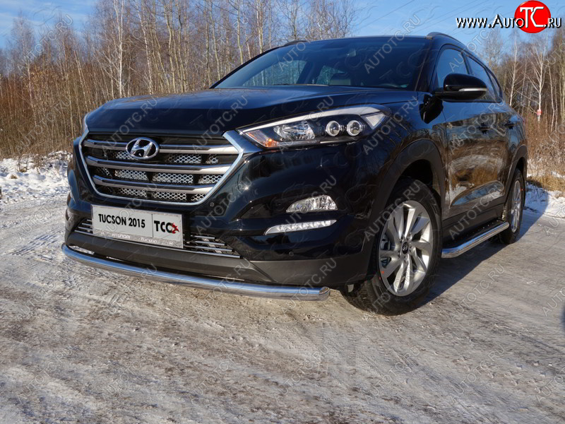 18 699 р. Защита переднего бампера нижняя d60,3 мм ТСС Тюнинг  Hyundai Tucson  TL (2015-2018) дорестайлинг (нержавейка)  с доставкой в г. Омск