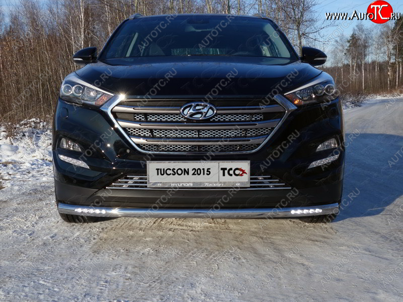 38 949 р. Защита переднего бампера нижняя с ДХО 60,3 мм ТСС Тюнинг  Hyundai Tucson  TL (2015-2018) дорестайлинг (нержавейка)  с доставкой в г. Омск