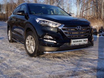 Защита переднего бампера нижняя d42,4 мм ТСС Тюнинг Hyundai (Хюндаи) Tucson (Туссон)  TL (2015-2018) TL дорестайлинг  (нержавейка)