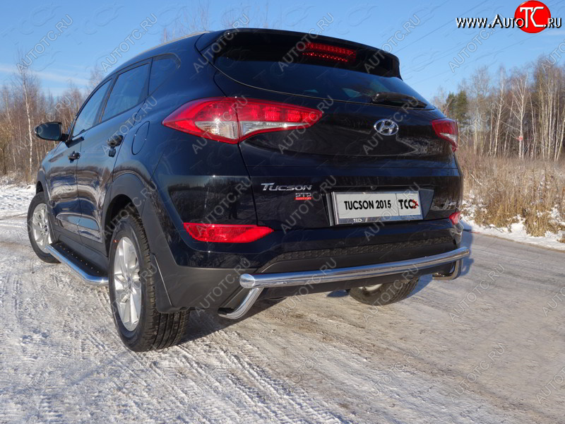 23 999 р. Защита задняя (нержавейка 60,3*42,4 мм) ТСС Тюнинг  Hyundai Tucson  TL (2015-2018) дорестайлинг  с доставкой в г. Омск