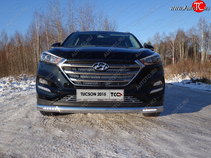 5 449 р. Декоративная вставка в бампер ТСС Тюнинг  Hyundai Tucson  TL (2015-2018) дорестайлинг (d 12 мм)  с доставкой в г. Омск