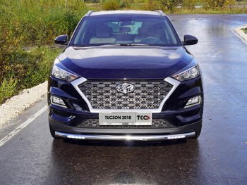 34 649 р. Защита переднего бампера нижняя с ДХО 60,3 мм ТСС Тюнинг Hyundai Tucson TL рестайлинг (2018-2021) (нержавейка)  с доставкой в г. Омск. Увеличить фотографию 1