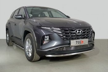 17 799 р. Защита переднего бампера нижняя d42,4 мм ТСС Тюнинг  Hyundai Tucson  NX4 (2020-2022) (нержавейка)  с доставкой в г. Омск. Увеличить фотографию 1