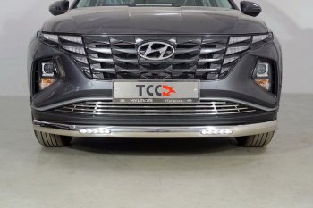 41 599 р. Защита передняя нижняя овальная с ДХО 75х42 мм ТСС Тюнинг  Hyundai Tucson  NX4 (2020-2022) (нержавейка)  с доставкой в г. Омск. Увеличить фотографию 1