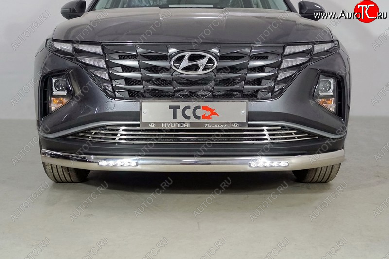 41 599 р. Защита передняя нижняя овальная с ДХО 75х42 мм ТСС Тюнинг  Hyundai Tucson  NX4 (2020-2022) (нержавейка)  с доставкой в г. Омск