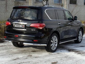 Защита задняя (уголки, нержавейка 76,1 мм) ТСС Тюнинг INFINITI QX56 Z62 (2010-2013)