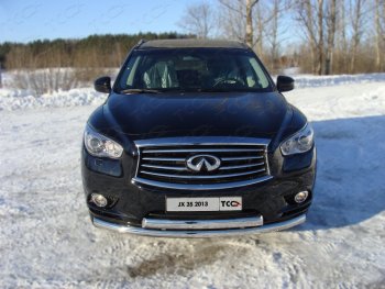 29 999 р. Защита переднего бампера нижняя d76,1*75 мм ТСС Тюнинг  INFINITI QX60  L50 (2013-2016) дорестайлинг (нержавейка)  с доставкой в г. Омск. Увеличить фотографию 1