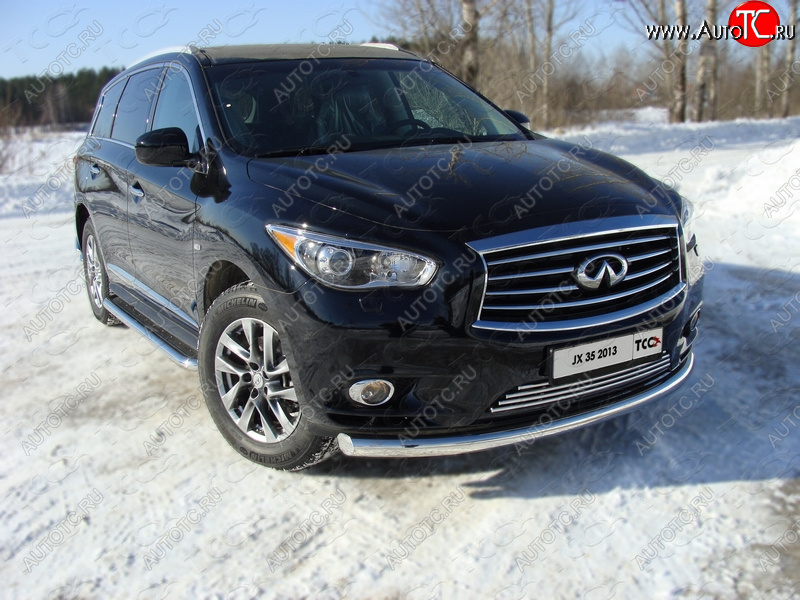 24 949 р. Защита переднего бампера нижняя 76,1 мм ТСС Тюнинг INFINITI QX60 L50 дорестайлинг (2013-2016) (нержавейка)  с доставкой в г. Омск