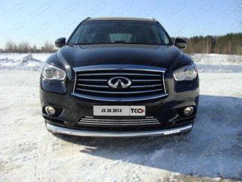 Защита переднего бампера нижняя с ходовыми огнями 76,1 мм ТСС Тюнинг INFINITI QX60 L50 дорестайлинг (2013-2016) ()