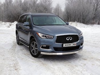 44 999 р. Защита передняя нижняя овальная с ДХО 75х42 мм ТСС Тюнинг  INFINITI QX60  L50 (2016-2021) рестайлинг (нержавейка)  с доставкой в г. Омск. Увеличить фотографию 1