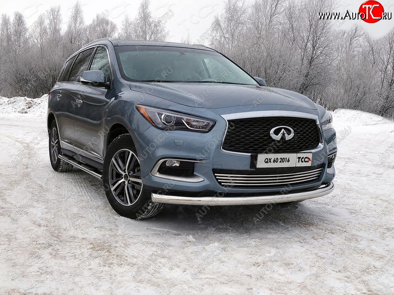 22 999 р. Защита переднего бампера нижняя d76,1 мм ТСС Тюнинг INFINITI QX60 L50 рестайлинг (2016-2021) (нержавейка)  с доставкой в г. Омск