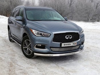 Защита переднего бампера нижняя с ДХО 76,1 мм ТСС Тюнинг INFINITI (Инфинити) QX60 (КуХ60)  L50 (2016-2021) L50 рестайлинг  (нержавейка)