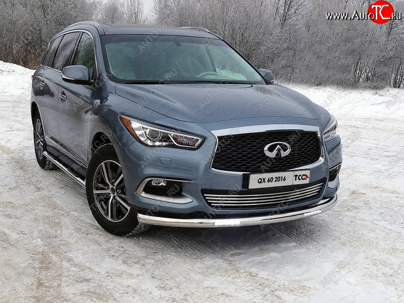 40 999 р. Защита переднего бампера нижняя с ДХО 76,1 мм ТСС Тюнинг INFINITI QX60 L50 рестайлинг (2016-2021) (нержавейка)  с доставкой в г. Омск