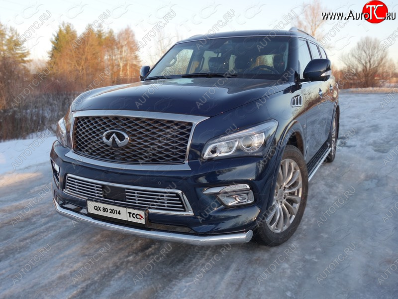 26 699 р. Защита переднего бампера нижняя d76,1 мм ТСС Тюнинг INFINITI QX80 Z62 1-ый рестайлинг (2014-2018) (нержавейка)  с доставкой в г. Омск