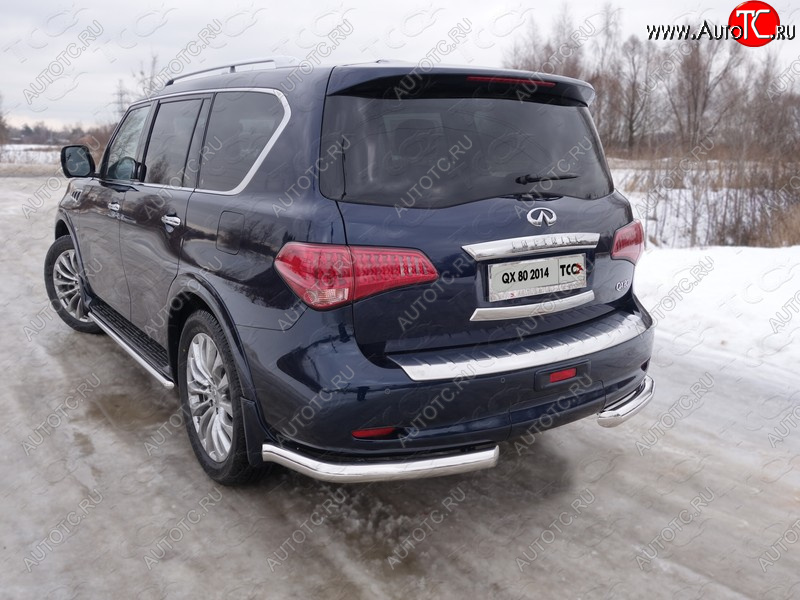 30 999 р. Защита задняя (уголки, нержавейка 76,1 мм) ТСС Тюнинг  INFINITI QX80  Z62 (2014-2018) 1-ый рестайлинг  с доставкой в г. Омск