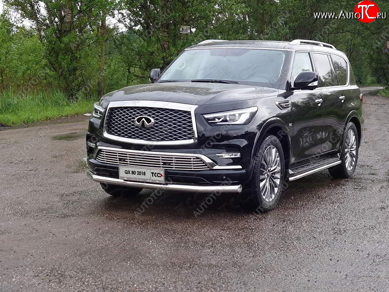 27 999 р. Защита переднего бампера нижняя d76,1 мм ТСС Тюнинг INFINITI QX80 Z62 2-ой рестайлинг (2018-2024) (нержавейка)  с доставкой в г. Омск