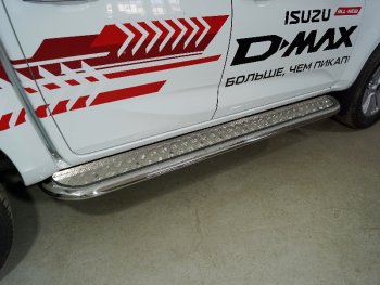 47 999 р. Пороги с площадкой 75х42 мм ТСС Тюнинг Isuzu D-Max RG DoubleCab (2020-2023) (серые)  с доставкой в г. Омск. Увеличить фотографию 1