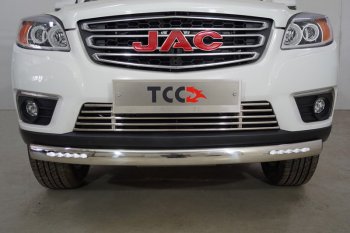 38 999 р. Защита передняя нижняя овальная с ДХО 75х42 мм ТСС Тюнинг  JAC T6 (2018-2024) пикап (нержавейка)  с доставкой в г. Омск. Увеличить фотографию 1